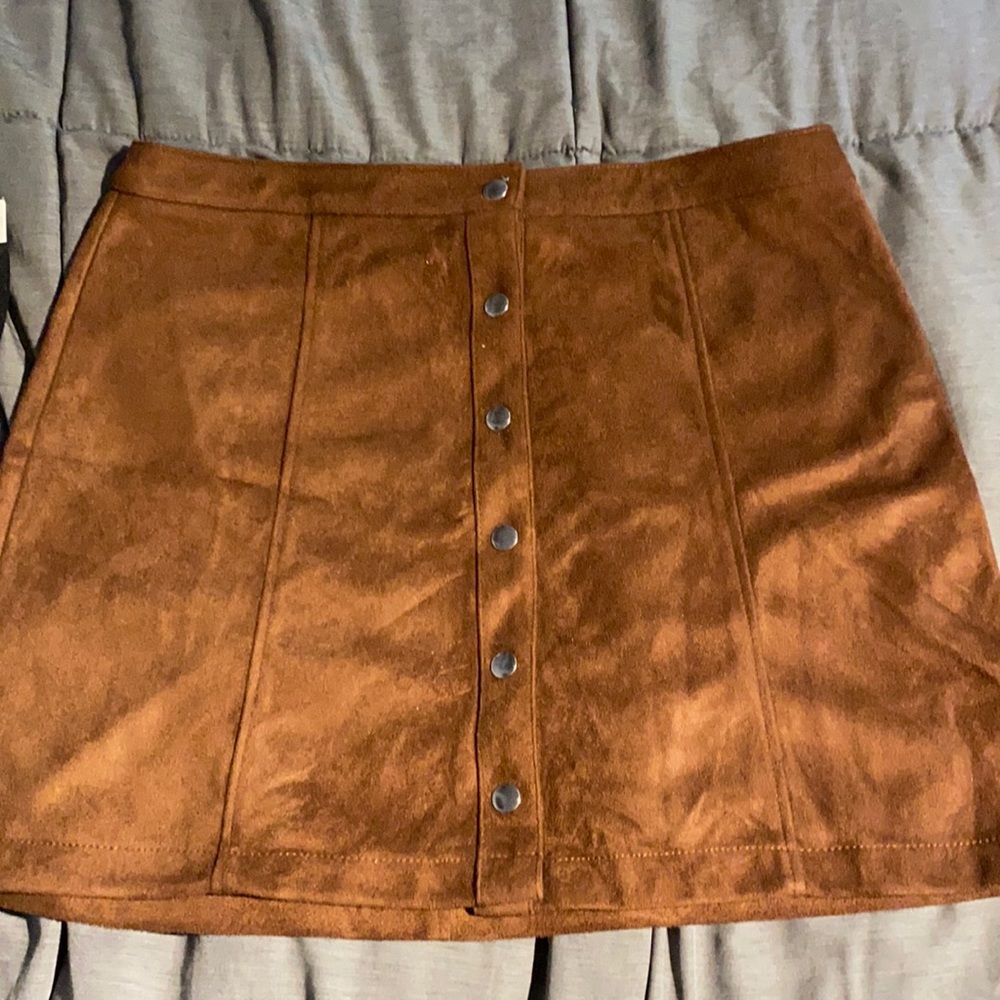 Brown Swage Button Down Skirt